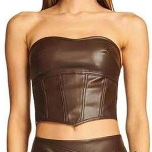 I.AM.GIA Vena Lace-Up Top in Chocolate Brown